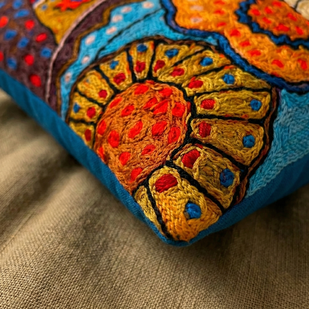 Trusted Cheetah - Hand Embroidered Modern Art Cushion Cover (Single)