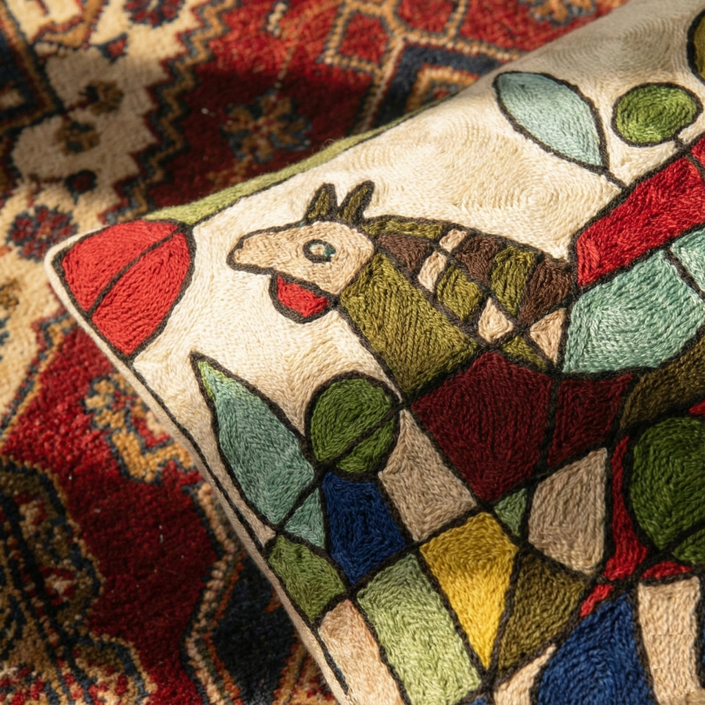 Camel or Horse - Hand Embroidered Modern Art Cushion Covers (Single)