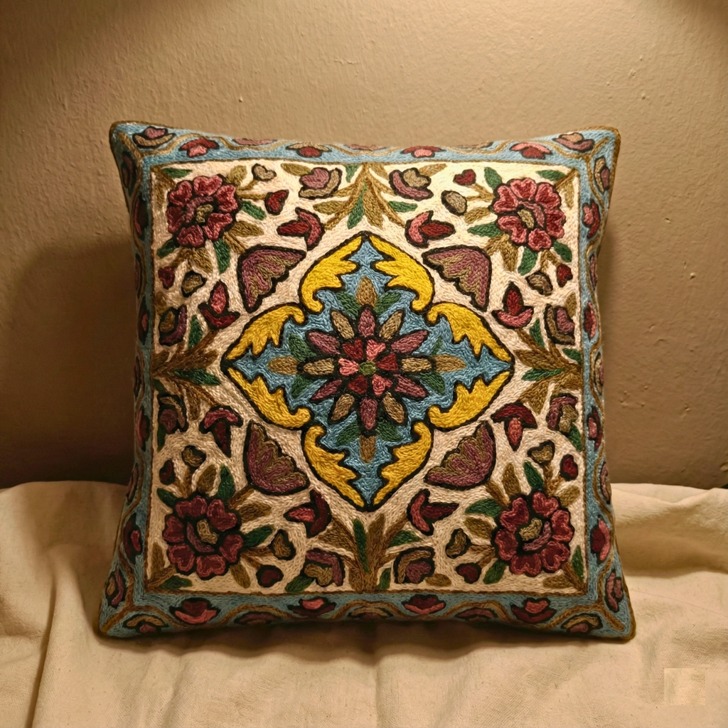 Vedic Loom - Hand Embroidered Traditional Art Cushion Cover (Single)