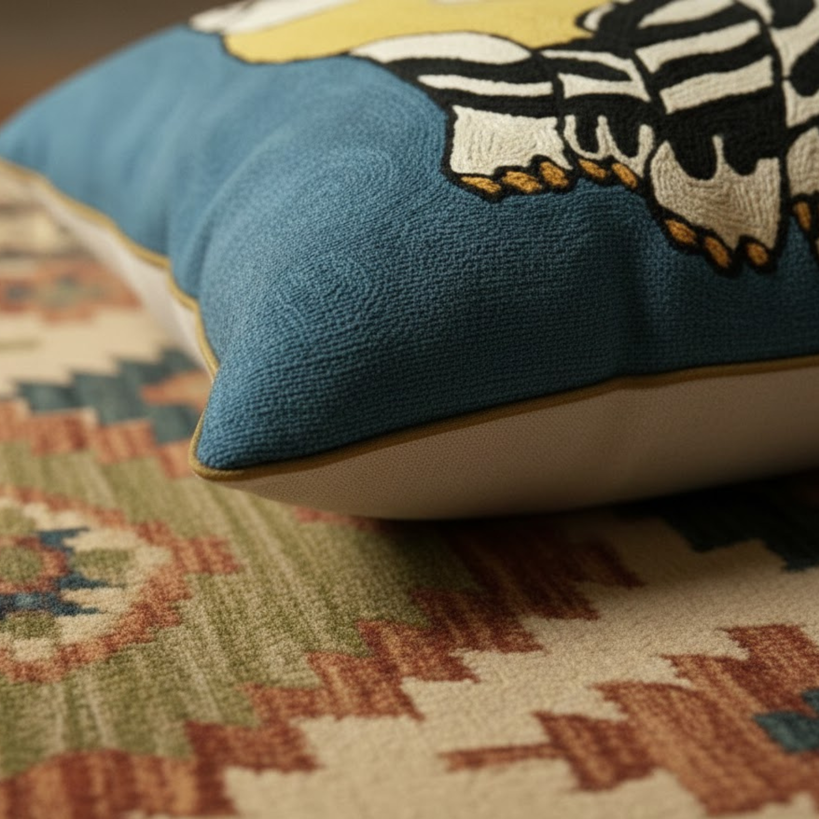 LTD Ed. Shera cat - Hand Embroidered Modern Art Cushion Cover (Single)