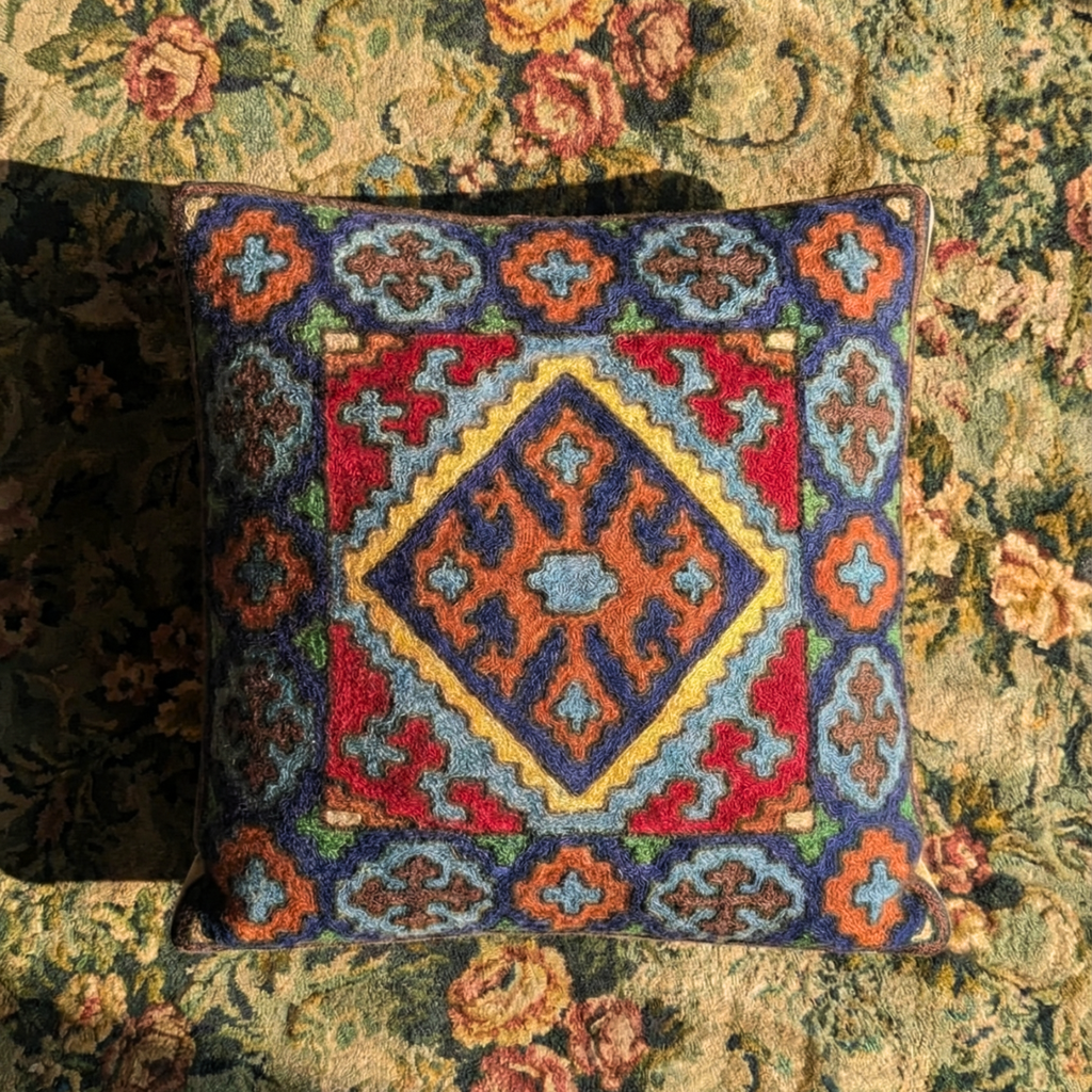 Woven Prism - Hand Embroidered Traditional Art Cushion Cover (Single)