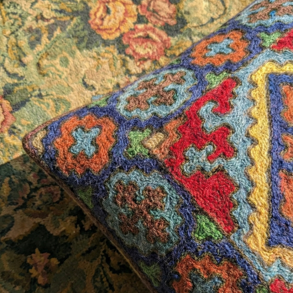 Woven Prism - Hand Embroidered Traditional Art Cushion Cover (Single)