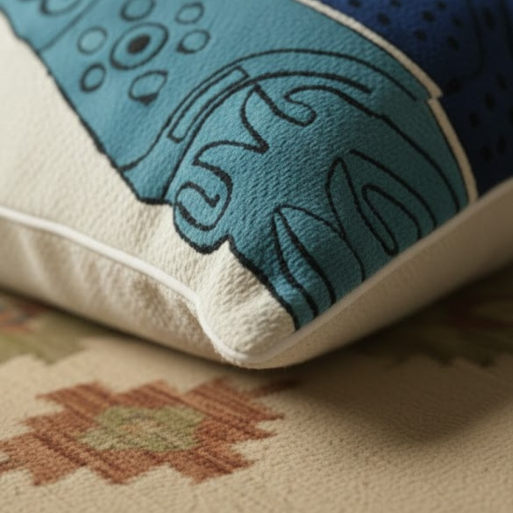 Cat Family - Hand Embroidered Modern Art Cushion Cover (Single)