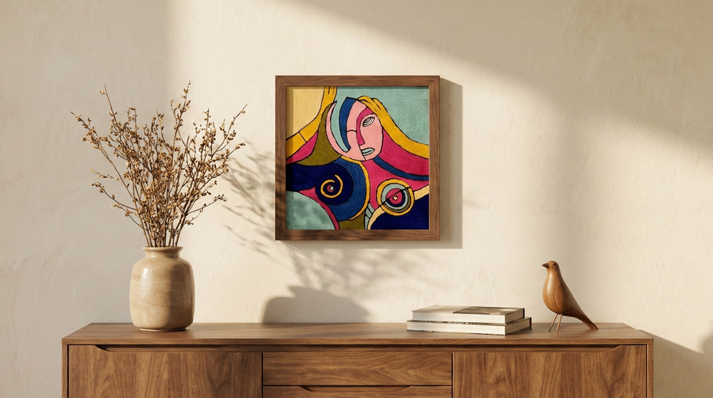 Tear on Left - Hand Embroidered Modern Art Cushion Cover (Single)